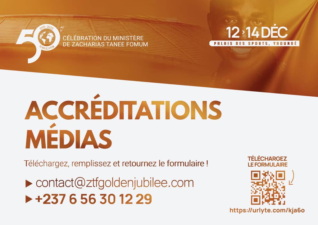Accréditations médias pour la célébration du jubilé d&#039;or du Ministère de Zacharias Tanee Fomum
