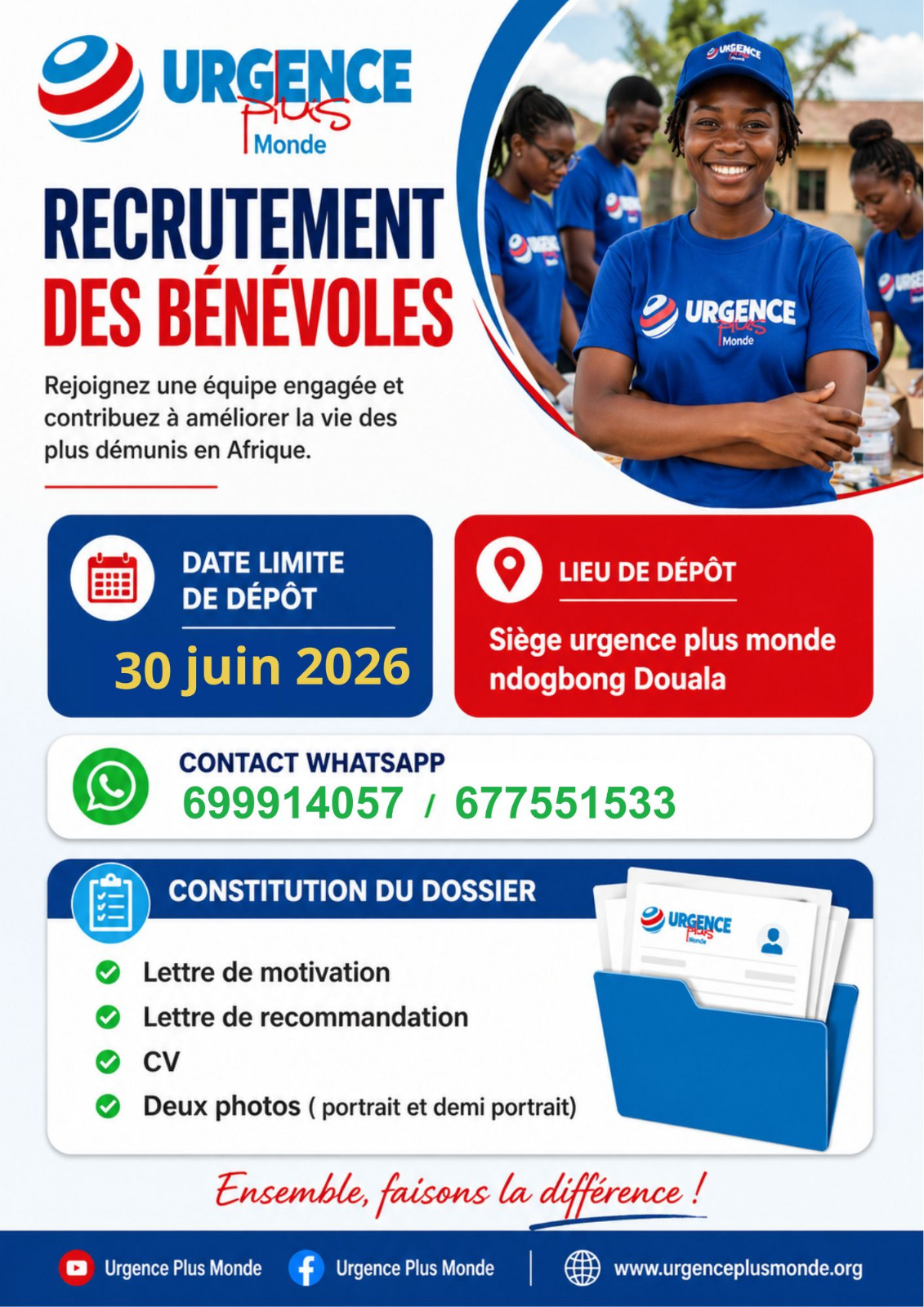 Urgence Plus Monde is recruiting volunteers!